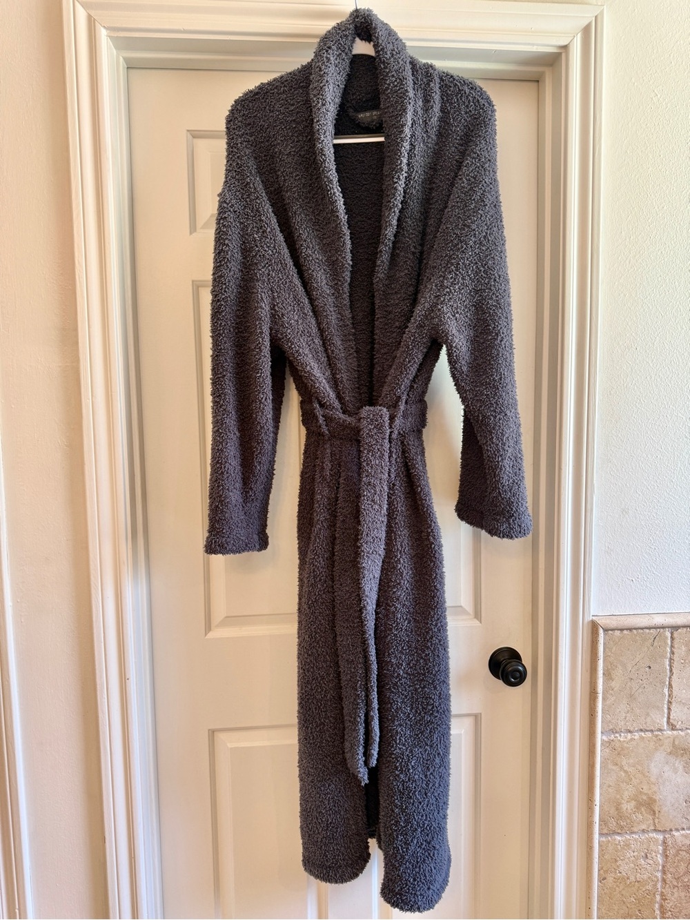 Barefoot Dreams Cozy Women's Long Shawl Collar Robe - Charcoal